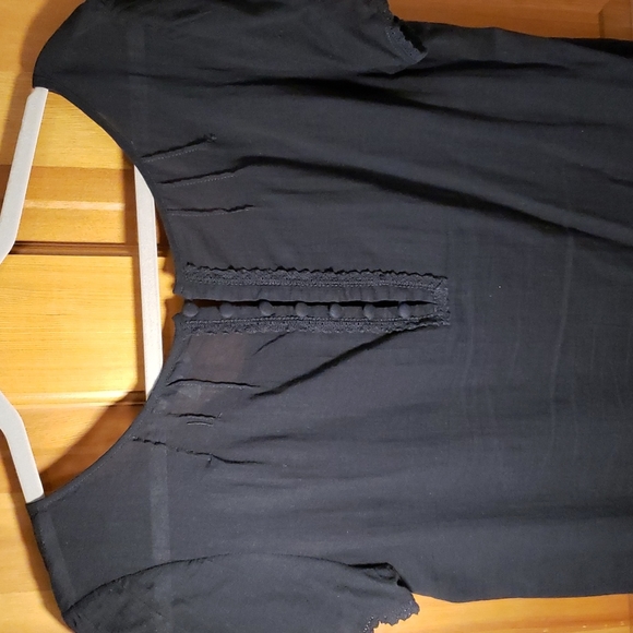 VINTAGE HERITAGE 1981 BLACK BOHO DRESS Linen-like cotton EMBROIDERY DETAIL SZ L - Picture 9 of 9